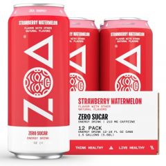 ZOA Zero Sugar Energy Drinks, Strawberry Watermelon - Sugar Free with Electrolytes, Healthy Vitamin C, Amino Acids, Essential B-Vitamins, and Caffeine from Green Tea - 16 Fl Oz (12-Pack)