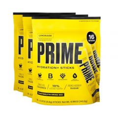 PRIME HYDRATION+ Sticks Lemonade | Hydration Powder Single Serve Sticks | Electrolyte Powder On The Go | 250mg BCAAs, B Vitamins, Antioxidants | Low Sugar | Caffeine-Free | Vegan | 48 Sticks