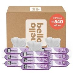 Hello Bello Extra Gentle Lavender Scented Baby Wipes - Made with 99% Water and Aloe for Babies and Kids - 60 Count (Pack of 9) Total 540 Count