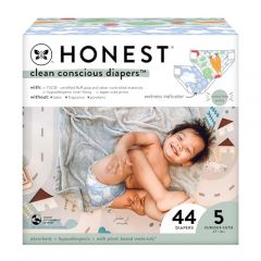 The Honest Company Clean Conscious Diapers | Plant-Based, Sustainable | Spring '24 Limited Edition Prints | Club Box, Size 5 (27+ lbs), 44 Count