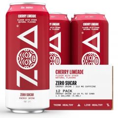 ZOA Zero Sugar Energy Drink, Cherry Limeade - Sugar Free with Electrolytes, Healthy Vitamin C, Amino Acids, Essential B-Vitamins, and Caffeine from Green Tea - 16 Fl Oz (12-Pack)