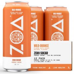 ZOA Zero Sugar Energy Drinks, Wild Orange - Sugar Free with Electrolytes, Healthy Vitamin C, Amino Acids, Essential B-Vitamins, and Caffeine from Green Tea - 16 Fl Oz (12-Pack)