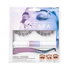 KISS Falscara DIY Lash Extension Starter Kit 10 Reusable Featherlight Eyelash Lengthening Wisps, Applicator, Bond & Seal