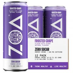 ZOA Zero Sugar Energy Drinks, Frosted Grape - Sugar Free with Electrolytes, Healthy Vitamin C, Amino Acids, Essential B-Vitamins, and Caffeine from Green Tea - 12 Fl Oz (12-Pack)