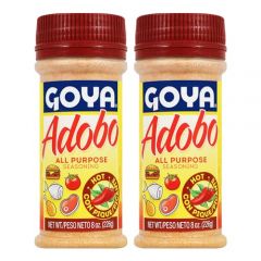 Adobo All Purpose Seasoning with Hot Pepper by Goya, Poultry, Seafood, Meat, and Vegetable Seasoning, Fat Free and Calorie Free Latin Spice Blend, Mexican Seasoning, Pack of 2, 8oz. Bottles