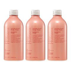 HEY HUMANS Rosewater Ginger Moisturizing Body Wash with Naturally Derived Ingredients & Jojoba Oil | Clean, Vegan, Sulfate Free Bath & Body Wash for Women | Recyclable Bottle, 14 fl. oz. - Pack of 3