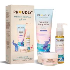 PROUDLY Moisture Layering Gift Set for Melanated Babies Dermatologist-Designed Kids Skin Care for Sensitive & Dry Skin - Ideal for Eczema & Cradle Cap