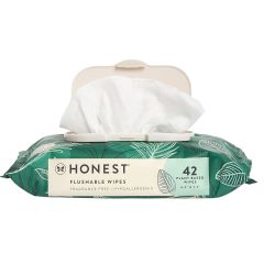 The Honest Company Plant-Based Flushable Wipes | 99% Water, Hypoallergenic, EWG Verified, Safe to Flush | Fragrance Free, 42 Count