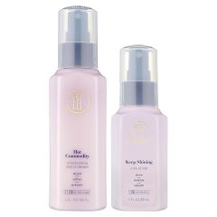 TPH by Taraji Moisture Bundle | Keep Shining Dry Oil Mist for Coily & Curly Hair Hot Commodity Thermal Heat Protectant Spray with Shea Butter Sulfate Free, White, Clear, 5.12 Ounce (Pack of 2)