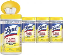 Lysol Disinfectant Wipes, Multi-Surface Antibacterial Cleaning Wipes, For Disinfecting and Cleaning, Lemon and Lime Blossom, 80 Count (Pack of 4)​
