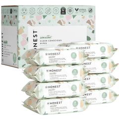 The Honest Company Clean Conscious Unscented Wipes | Over 99% Water, Compostable, Plant-Based, Baby Wipes | Hypoallergenic for Sensitive Skin, EWG Verified | Geo Mood, 576 Count