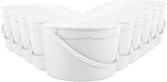1 Gallon Plastic Container with Lid - Food Grade Ice Cream Pails - White - 10 Pack Buckets with Lids