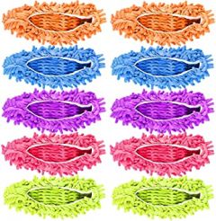 10pcs (5 Pairs) Mop Slippers Shoes Cover for Women Men Kids for Floor House Office Bathroom Kitchen Cleaning, Washable Reusable Microfiber Dust Mop Socks Foot Hair Cleaners Sweeping