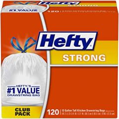 Hefty Strong Tall Kitchen Trash Bags, Unscented, 13 Gallon, 120 Count