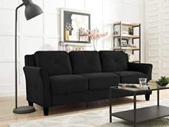 Lifestyle Solutions HRFKS3BK Grayson Sofa, 78.7" W x 31.5" D x 32.7" H, Black