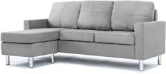 Casa Andrea Milano LLC Modern Sectional Sofa-Reversible Chaise Lounge Perfect for Small Space Dorm or Apartment, Grey Microfiber