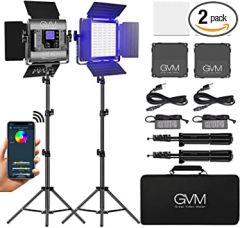 GVM RGB LED Video Light, Photography Lighting with APP Control, 800D Video Lighting Kit for YouTube Studio, 2 Packs Led Panel Light for Gaming, Streaming, Conference, 8 Kinds of Scene Lights, CRI 97
