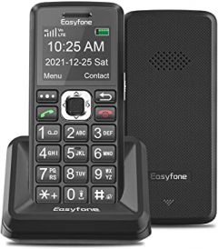 Easyfone T200 4G Unlocked Big Button Basic Feature Cell Phone, Easy-to-Use Mobile Phone for Elderly and Kids with SOS Button, Hearing Aid Compatible and Charging Dock, FCC/IC Certified (Black)
