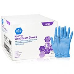 Medpride NitriPride Nitrile-Vinyl Blend Exam Gloves, Large 1000 - Powder Free, Latex Free & Rubber Free - Single Use Non-Sterile Protective Gloves for Medical Use, Cooking, Cleaning & More
