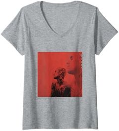 Womens Justine Bieber Red Cover V-Neck T-Shirt