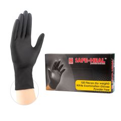 Safe Heal- Black Nitrile Examination Gloves- FDA Approved- 1000 Gloves (10 Boxes of 100 Gloves)-XL