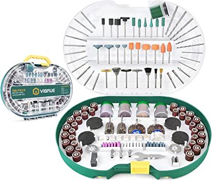 VIGRUE Rotary Tool Accessories Kit, 398PCS Rotary Tool Accessories Set,  Grinding Polishing Drilling Cutting Kits, 1/8 Shank Electric Grinder  Universal Fitment For Wood Metal Glass Jade Rough