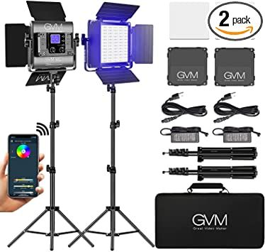 GVM RGB LED Video Light, Photography Lighting with APP Control, 800D Video  Lighting Kit for  Studio, 2 Packs Led Panel Light for Gaming,  Streaming, Conference, 8 Kinds of Scene Lights, CRI 97