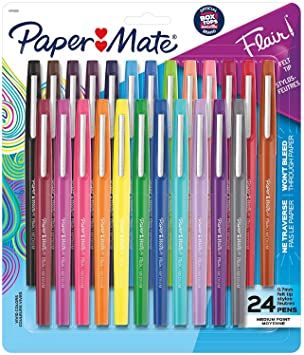  Paper Mate Flair Felt Tip Pens, Medium Point, 12