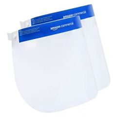 AmazonCommercial Transparent Safety Face Shield, Full Protection Cap Wide Visor, Easy to Clean,Pack of 2