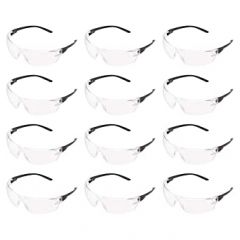 AmazonCommercial Safety Glasses (Clear/Black), Anti-Fog, 12-pack