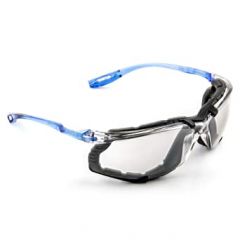 3M Safety Glasses, Virtua CCS, 1 Pair, ANSI Z87, Anti-Fog, Anti-scratch, Blue Frame, Corded Ear Plug Control System, I/O Mirror Lens, Blue Frame with Foam Gasket