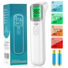Forehead Thermometer Touchless Infrared Thermometer for Adults, Digital Thermometer for Body and Object Temp Measurement, with Timely Accurate Reading, Fever Alarm, Memory Function (Grey)