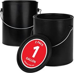 All-Plastic Paint Can (2 Pack) - Gallon Bucket with Metal Handle - Small Bucket with Airtight Seal - Rust Proof Plastic Paint Container with Lid - Reusable Paint Storage Container - Stock Your Home