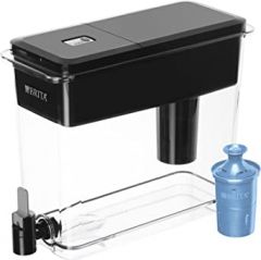 Brita Extra Large 18 Cup Filtered Water Dispenser with 1 Longlast+ Filter, Made without BPA, UltraMax, Jet Black (Package May Vary)