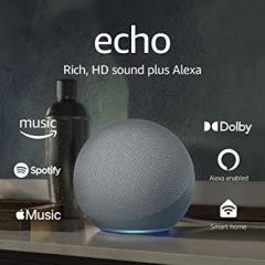 Echo (4th Gen) | Spherical design with rich sound, smart home hub, and Alexa | Twilight Blue