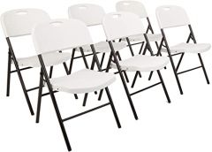 Amazon Basics Folding Plastic Chair, 350-Pound Capacity, White, 6-Pack