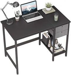 Cubiker Computer Home Office Desk with Drawers, 40 Inch Small Desk Study Writing Table, Modern Simple PC Desk, Black