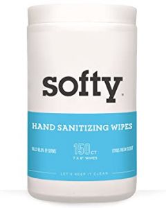 Softy Hand Sanitizing Wipes - 150 ct. Extra Large Alcohol Free Sanitizer Wipes, Moisturizing Formula with Aloe and Vitamin E, Disposable Cleaning Wet Wipe for Adults & Babies