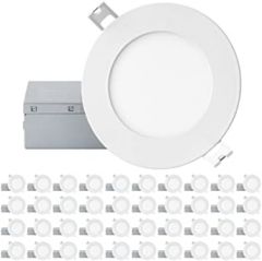 4 Inch Led Recessed Lighting, Ultra Thin LED Recessed Ceiling Lights, Canless Downlight, 10 Watts (75W Eqv), 750 Lumens, Dimmable, IC Rated, ETL, Energy Star, CSA Approved , 2700K Soft White, 40 Pack