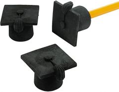 Fun Express - Grad Mortarboard Pencil Top Erasers for Graduation - Stationery - Pencil Accessories - Erasers - Graduation - 24 Pieces