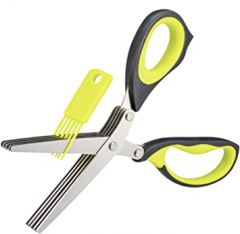 WE-SAVOUR Herb Scissors with 5 blades - Herb Cutter - Herb Chopper - Shredder Scissors - Herb Shears - Herb Cutting Scissors - Herb Mincer - Cilantro Chopper - Cilantro Cutter - Fringe Scissors