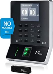 Time Clock, NGTeco Time Card Machine, W2 Fingerprint Time Clocks for Employees Small Business Automatic in and Out, LAN WiFi Punch Card Attendance with App for iOS/Android (0 Monthly Fees)
