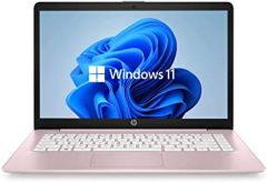 Newest HP 14" HD Laptop, Windows 11, Intel Celeron Dual-Core Processor Up to 2.60GHz, 4GB RAM, 64GB SSD, Webcam, Dale Pink(Renewed)