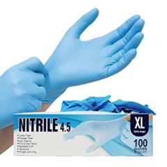 Nitrile 4.5 Gloves, Size XL, 100 Glove Pack, Latex Free, Powder Free, Blue Textured Gloves, Ambidextrous Heavy Duty Rubber Gloves with Beaded Cuffs, Single Use